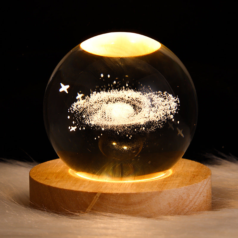 Starry Sky & Moon Crystal Ball Night Lamp – LED Projection Ambient Light