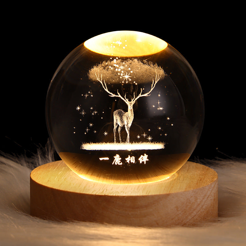 Starry Sky & Moon Crystal Ball Night Lamp – LED Projection Ambient Light