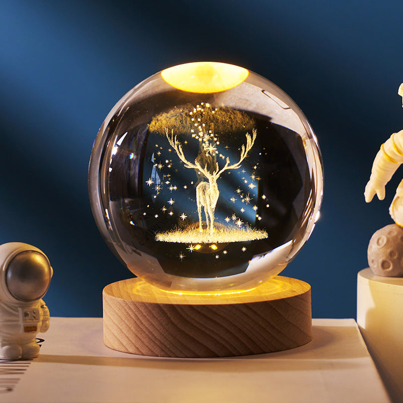 Starry Sky & Moon Crystal Ball Night Lamp – LED Projection Ambient Light