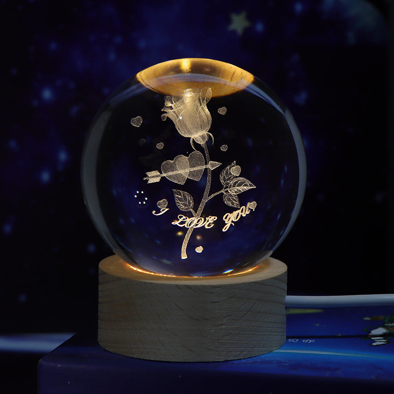 Starry Sky & Moon Crystal Ball Night Lamp – LED Projection Ambient Light