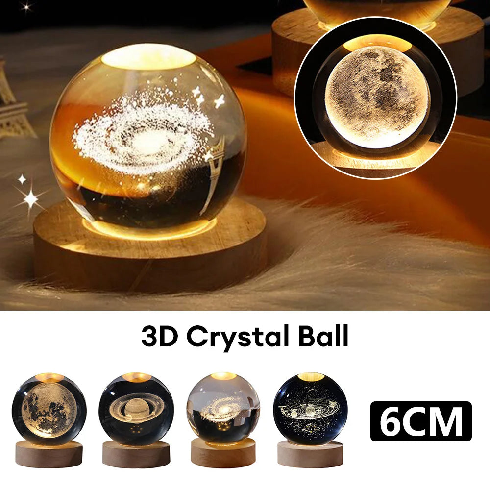 Starry Sky & Moon Crystal Ball Night Lamp – LED Projection Ambient Light