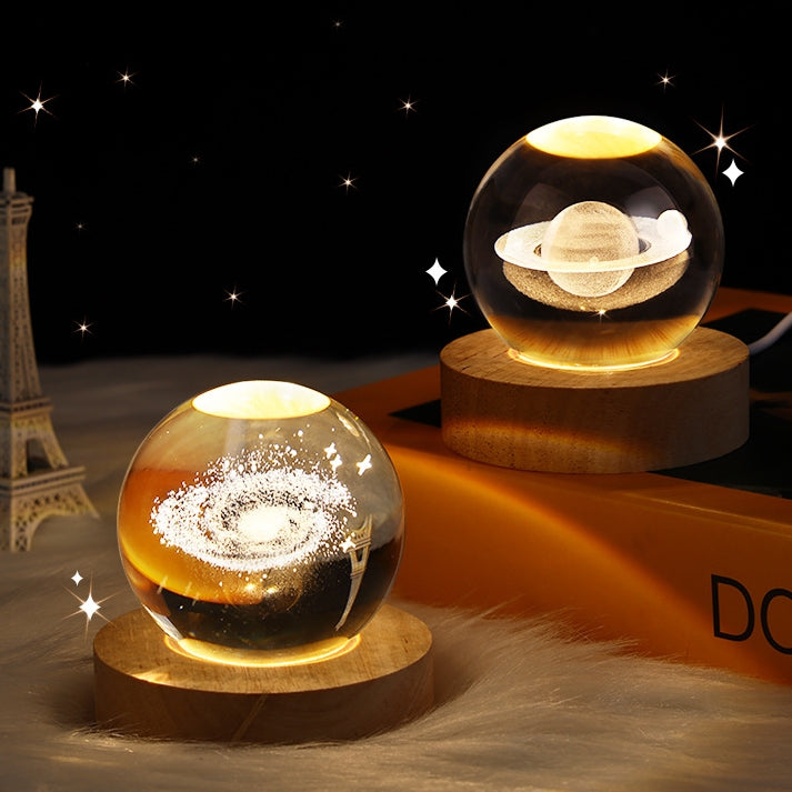 Starry Sky & Moon Crystal Ball Night Lamp – LED Projection Ambient Light