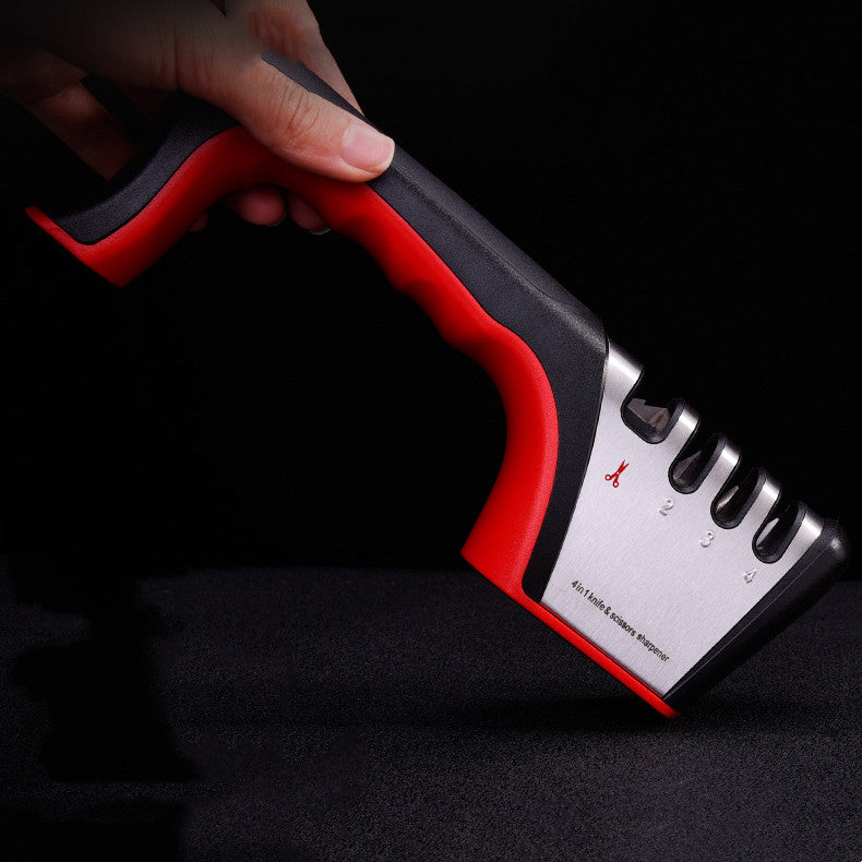 Hand Held Knife Sharpener Household Multifunctional Fixed Angle Four Section Sharpener