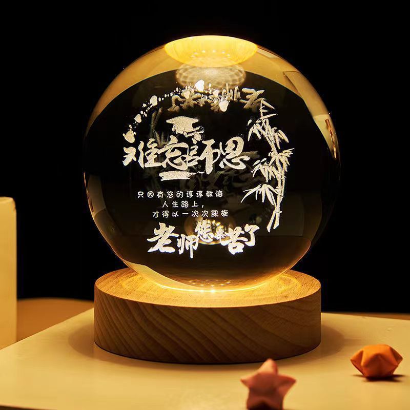 Starry Sky & Moon Crystal Ball Night Lamp – LED Projection Ambient Light