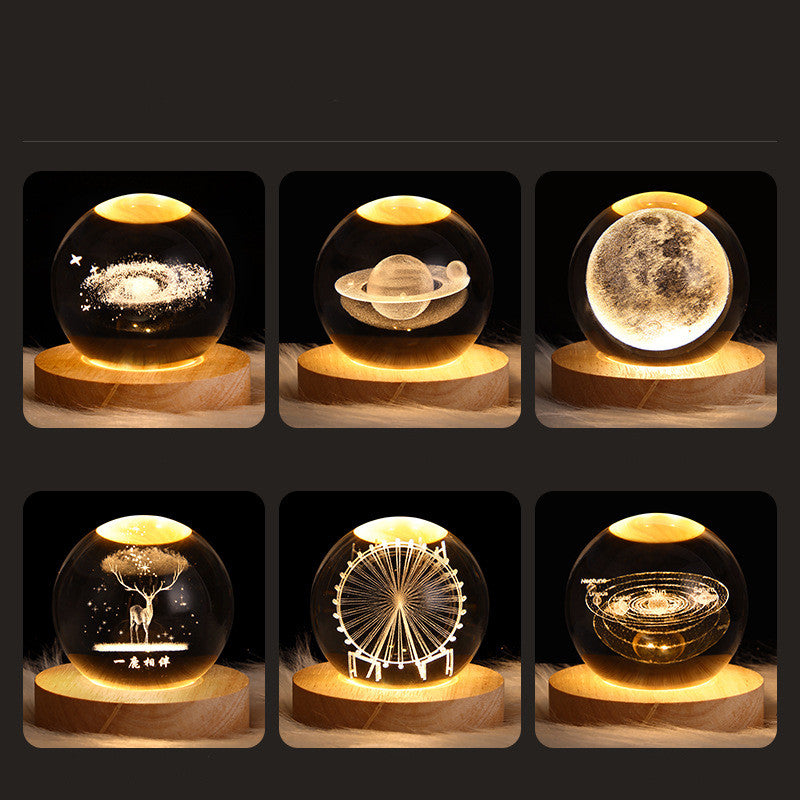 Starry Sky & Moon Crystal Ball Night Lamp – LED Projection Ambient Light