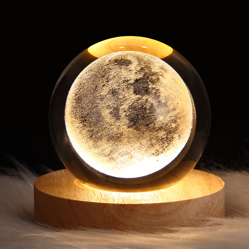 Starry Sky & Moon Crystal Ball Night Lamp – LED Projection Ambient Light