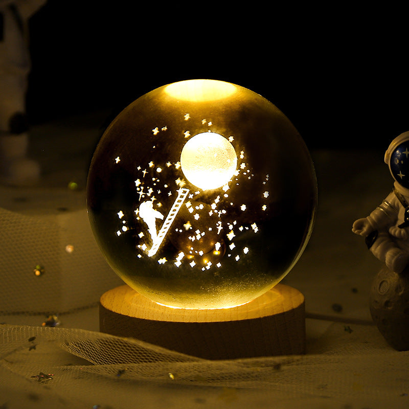 Starry Sky & Moon Crystal Ball Night Lamp – LED Projection Ambient Light
