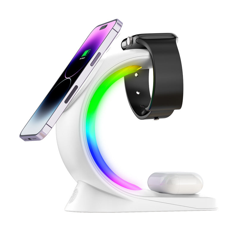 4 in 1 Magnetic Wireless Charging Station for iPhone Watch and AirPods with Atmosphere Light