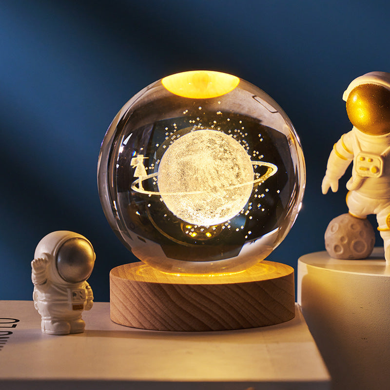 Starry Sky & Moon Crystal Ball Night Lamp – LED Projection Ambient Light